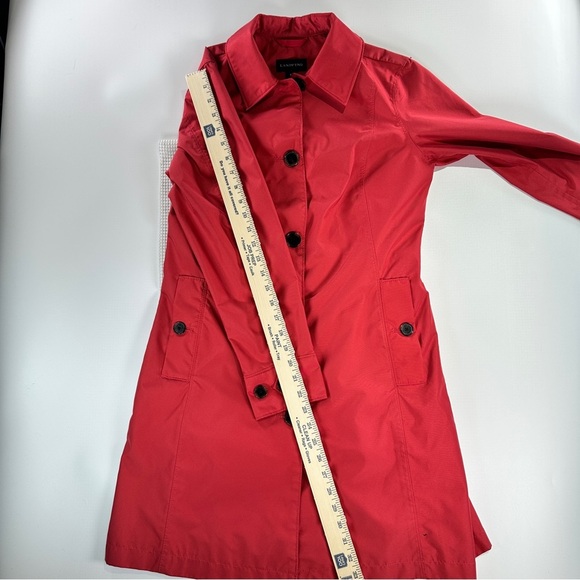 Lands End trench coat coral lightweight button front XS - Picture 12 of 12